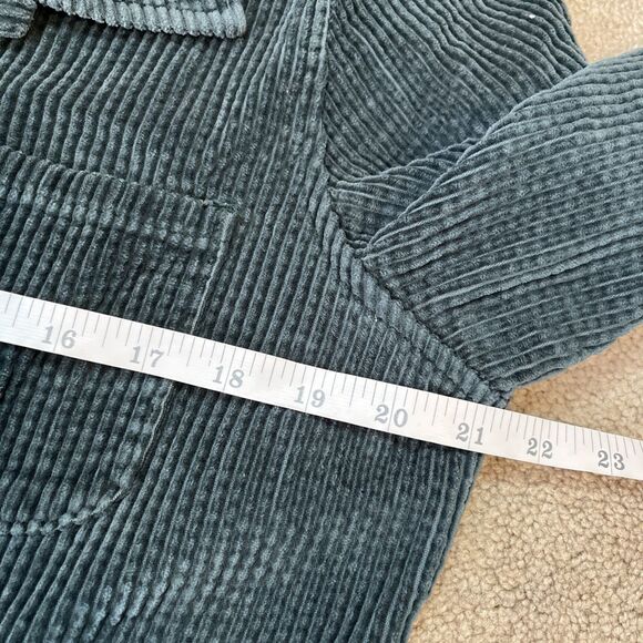 Vintage LL Bean Corduroy Dress 14 Green Midi Cottage Core Prairie Modest Button - Picture 5 of 6